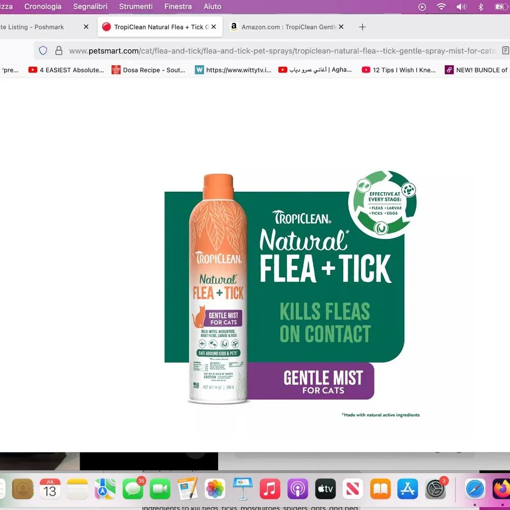 NEW!TropiClean Natural Flea + Tick Gentle Spray Mist for Cats